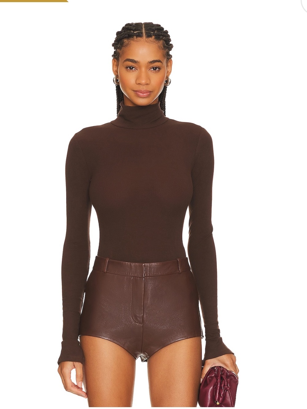 WeWoreWhat Umber Brown Turtleneck Bodysuit